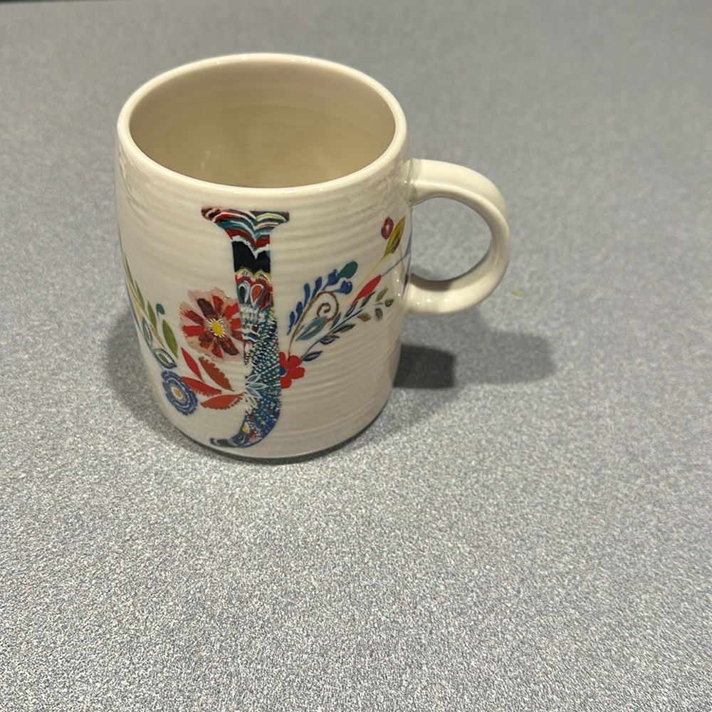 Anthropologie Petal Palette "J” Monogram Mug